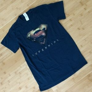 BOGO EUC GILDAN Supergirl Navy Short Sleeve Tee S